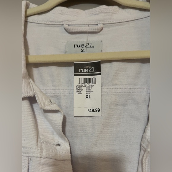 Rue21 White Jean Jacket With Rhinestone Fringe - Picture 4 of 4